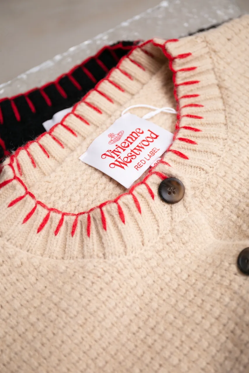 vivienne west wood Queen Mother West 25 Saturn red label limited classic scarf wool knitted short cardigan sweater S M L